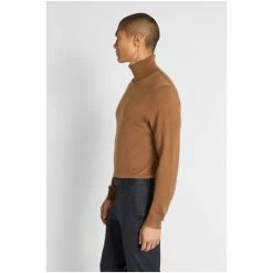 Moss Bros Brown Tobacco Merino Roll Neck Jumper -Moss Bros shop unnamed file 1217