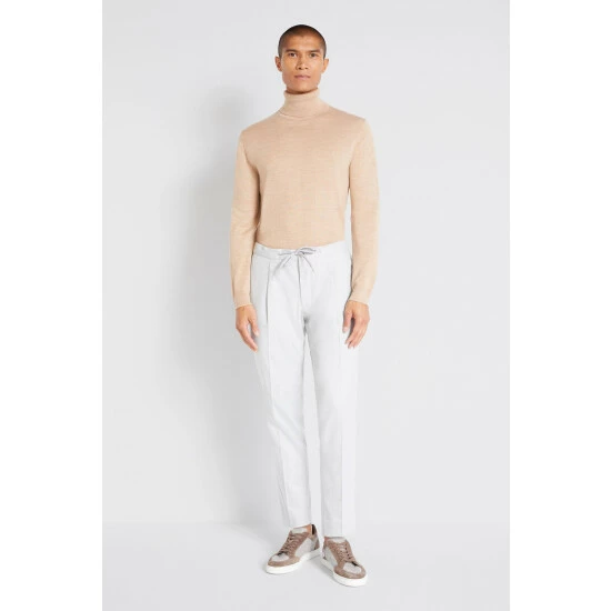 Moss Bros Natural Merino Roll Neck Jumper 2 Moss Bros Natural Merino Roll Neck Jumper - Image 2