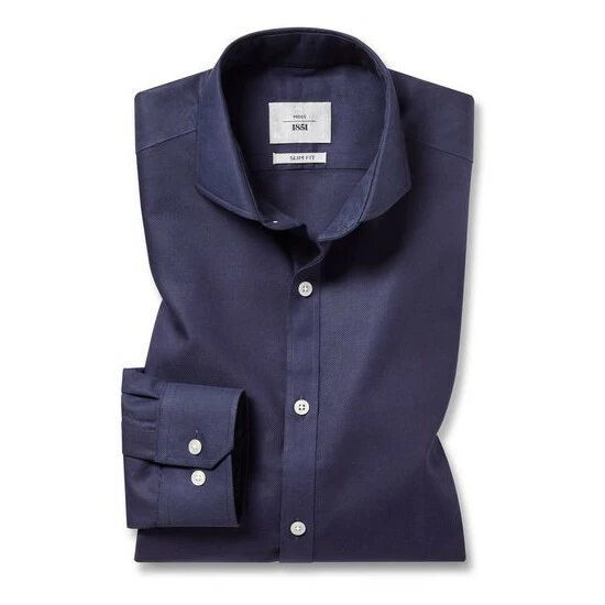Moss Bros Slim Fit Navy Blue Royal Oxford Non-Iron Shirt 8 Moss Bros Slim Fit Navy Blue Royal Oxford Non-Iron Shirt - Image 8