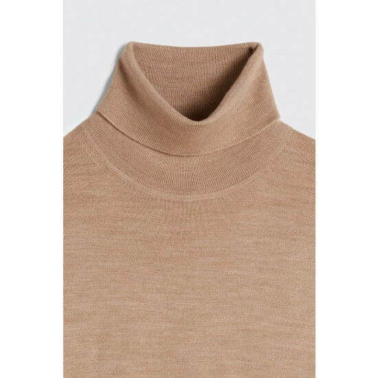 Moss Bros Natural Merino Roll Neck Jumper 5 Moss Bros Natural Merino Roll Neck Jumper - Image 5
