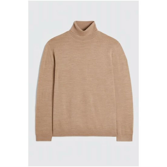Moss Bros Natural Merino Roll Neck Jumper 6 Moss Bros Natural Merino Roll Neck Jumper - Image 6