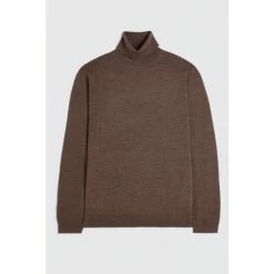 Moss Bros Brown Merino Roll Neck Jumper -Moss Bros shop unnamed file 1233