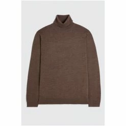 Moss Bros Brown Merino Roll Neck Jumper -Moss Bros shop unnamed file 1235