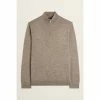 Moss Bros Moss Latte Merino-Blend Zip-Neck Jumper