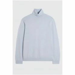 Moss Bros Glacier Blue Merino Roll Neck Jumper -Moss Bros shop unnamed file 1247