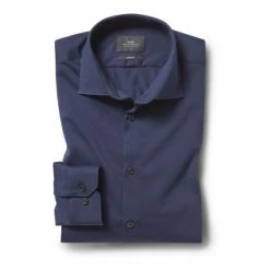 Moss Bros Moss Slim Fit Navy Comfort Stretch Single Cuff Shirt 7 Moss Bros Moss Slim Fit Navy Comfort Stretch Single Cuff Shirt -Moss Bros shop unnamed file 125