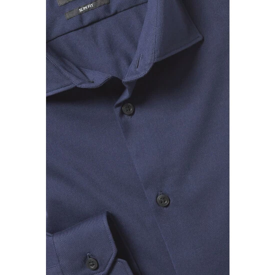 Moss Bros Moss Slim Fit Navy Comfort Stretch Single Cuff Shirt 4 Moss Bros Moss Slim Fit Navy Comfort Stretch Single Cuff Shirt - Image 4