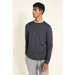 Moss Bros Moss Charcoal Merino Blend Crew-Neck Jumper 10 Moss Bros Moss Charcoal Merino Blend Crew-Neck Jumper -Moss Bros shop unnamed file 1264