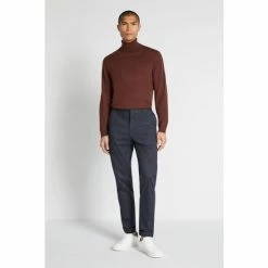 Alternative view of Moss Bros Red Wine Merino Roll Neck Jumper