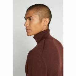 Moss Bros Red Wine Merino Roll Neck Jumper -Moss Bros shop unnamed file 1268