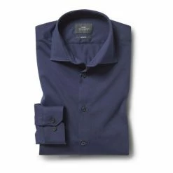 Moss Bros Moss Slim Fit Navy Comfort Stretch Single Cuff Shirt 9 Moss Bros Moss Slim Fit Navy Comfort Stretch Single Cuff Shirt -Moss Bros shop unnamed file 127