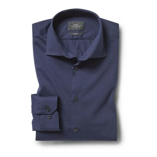 Moss Bros Moss Slim Fit Navy Comfort Stretch Single Cuff Shirt 5 Moss Bros Moss Slim Fit Navy Comfort Stretch Single Cuff Shirt - Image 5