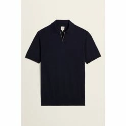 Moss Bros Moss Navy Blue Cotton-Cashmere V-Neck Skipper Jumper