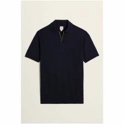 Moss Bros Moss Navy Blue Cotton-Cashmere V-Neck Skipper Jumper -Moss Bros shop unnamed file 1279