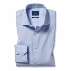 Moss Bros Moss REGULAR Tailored Fit Sky Single Cuff Dobby Shirt
