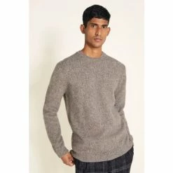 Moss Bros Moss Mocha Mohair Chunky Crew Neck Jumper