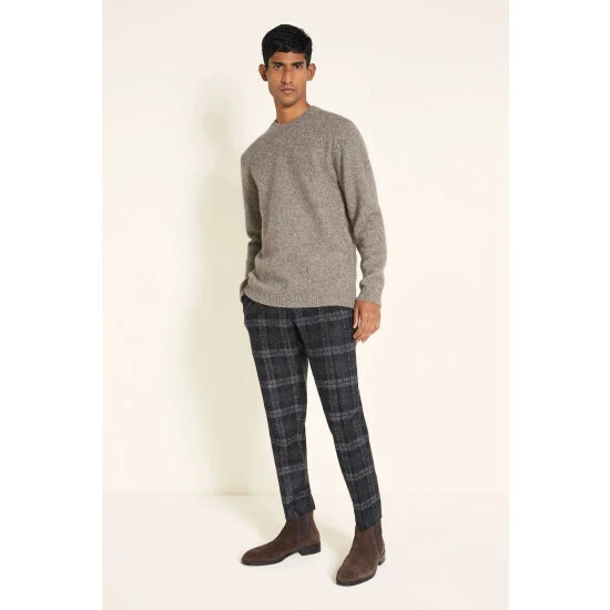 Moss Bros Moss Mocha Mohair Chunky Crew Neck Jumper 2 Moss Bros Moss Mocha Mohair Chunky Crew Neck Jumper - Image 2