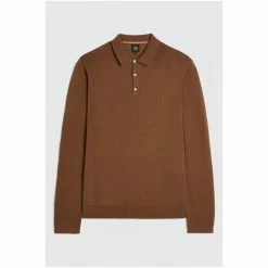 Moss Bros Brown Tobacco Merino Blend Polo -Moss Bros shop unnamed file 1292