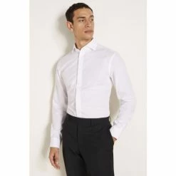 Moss Bros White Tailored Fit Zero Iron Shirt