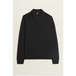 Moss Bros Moss Navy Merino Blend Long-Sleeve Polo Shirt 11 Moss Bros Moss Navy Merino Blend Long-Sleeve Polo Shirt -Moss Bros shop unnamed file 1301