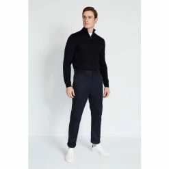 Alternative view of Moss Bros Moss Navy Merino Zip Neck Jumper