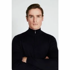 Moss Bros Moss Navy Merino Zip Neck Jumper 7 Moss Bros Moss Navy Merino Zip Neck Jumper -Moss Bros shop unnamed file 1307