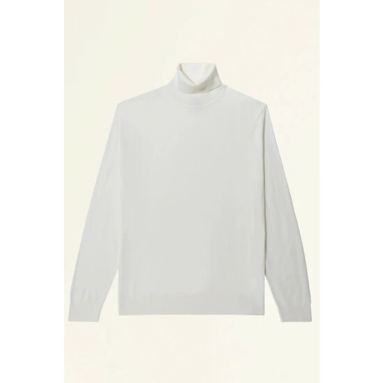 Moss Bros Moss Winter White Merino Roll Neck Jumper 3 Moss Bros Moss Winter White Merino Roll Neck Jumper - Image 3