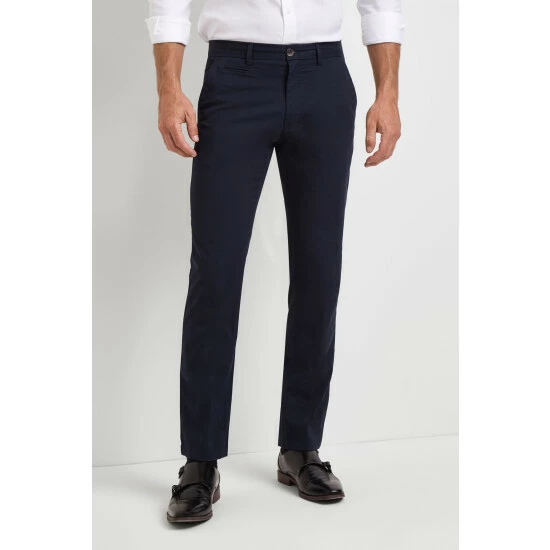 Moss Bros Moss Tailored Fit Navy Stretch Chino 2 Moss Bros Moss Tailored Fit Navy Stretch Chino - Image 2