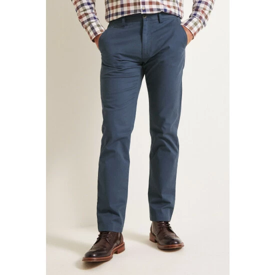 Moss Bros Moss Tailored Fit Blue Stretch Chino Trousers 1 Moss Bros Moss Tailored Fit Blue Stretch Chino Trousers