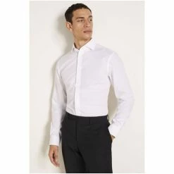 Moss Bros White Tailored Fit Zero Iron Shirt -Moss Bros shop unnamed file 133