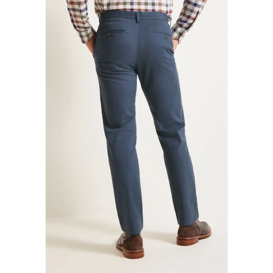 Moss Bros Moss Tailored Fit Blue Stretch Chino Trousers 2 Moss Bros Moss Tailored Fit Blue Stretch Chino Trousers - Image 2