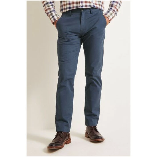 Moss Bros Moss Tailored Fit Blue Stretch Chino Trousers 4 Moss Bros Moss Tailored Fit Blue Stretch Chino Trousers - Image 4