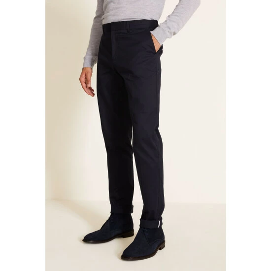 Moss Bros Moss Navy Slim Fit Stretch Chinos 1 Moss Bros Moss Navy Slim Fit Stretch Chinos