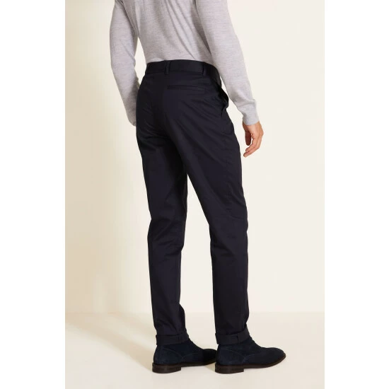 Moss Bros Moss Navy Slim Fit Stretch Chinos 2 Moss Bros Moss Navy Slim Fit Stretch Chinos - Image 2