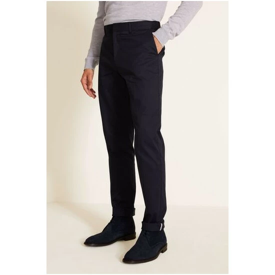 Moss Bros Moss Navy Slim Fit Stretch Chinos 4 Moss Bros Moss Navy Slim Fit Stretch Chinos - Image 4