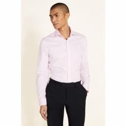 Moss Bros Slim Fit Pink Pinpoint Oxford Non-Iron Shirt