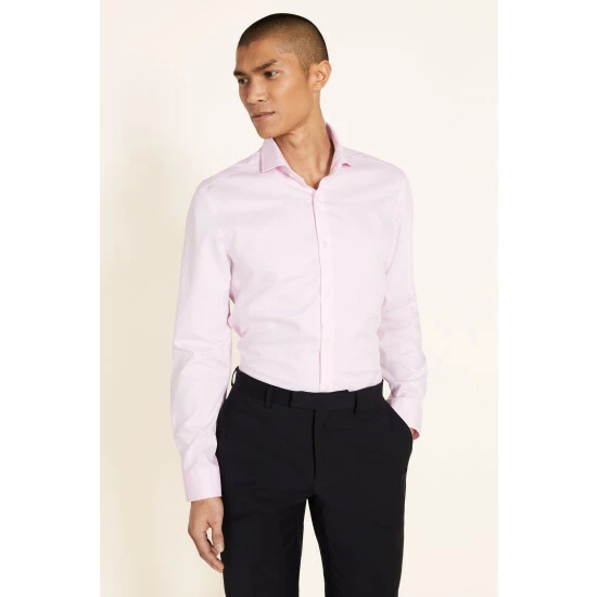 Moss Bros Slim Fit Pink Pinpoint Oxford Non-Iron Shirt 1 Moss Bros Slim Fit Pink Pinpoint Oxford Non-Iron Shirt