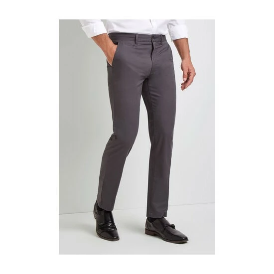 Moss Bros Moss Tailored Fit Graphite Grey Stretch Chino 1 Moss Bros Moss Tailored Fit Graphite Grey Stretch Chino