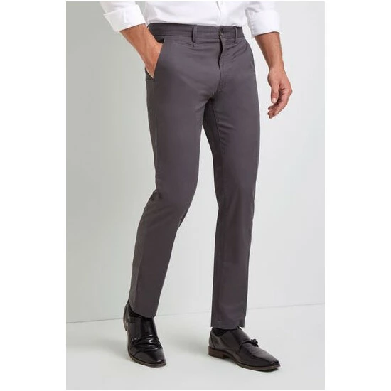 Moss Bros Moss Tailored Fit Graphite Grey Stretch Chino 4 Moss Bros Moss Tailored Fit Graphite Grey Stretch Chino - Image 4