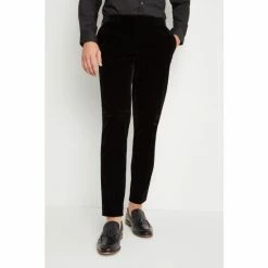 Moss Bros Moss Black Slim Fit Velvet Dress Trousers