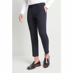 Alternative view of Moss Bros Moss Skinny Fit Machine Washable Navy Cropped Trousers With Stretch