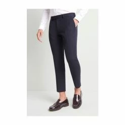Moss Bros Moss Skinny Fit Machine Washable Navy Cropped Trousers With Stretch -Moss Bros shop unnamed file 1357