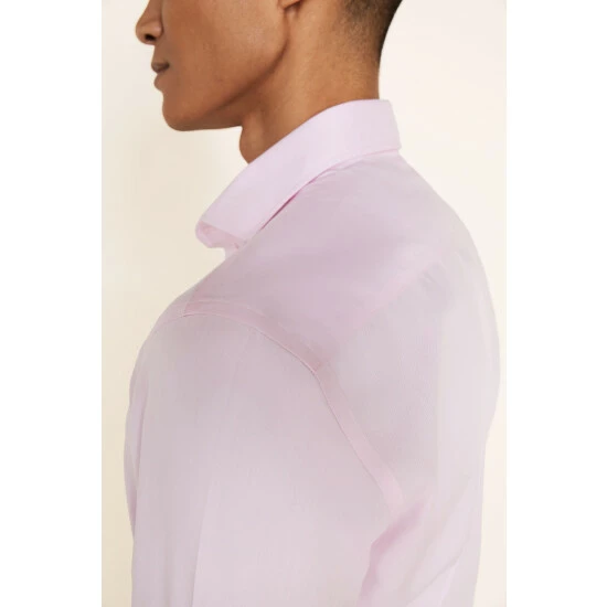 Moss Bros Slim Fit Pink Pinpoint Oxford Non-Iron Shirt 3 Moss Bros Slim Fit Pink Pinpoint Oxford Non-Iron Shirt - Image 3