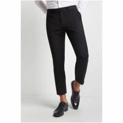 Moss Bros Moss Black Skinny Fit Machine Washable Cropped Trousers