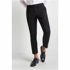 Moss Bros Moss Black Skinny Fit Machine Washable Cropped Trousers -Moss Bros shop unnamed file 1369