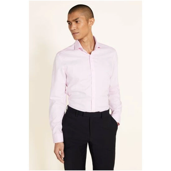 Moss Bros Slim Fit Pink Pinpoint Oxford Non-Iron Shirt 4 Moss Bros Slim Fit Pink Pinpoint Oxford Non-Iron Shirt - Image 4