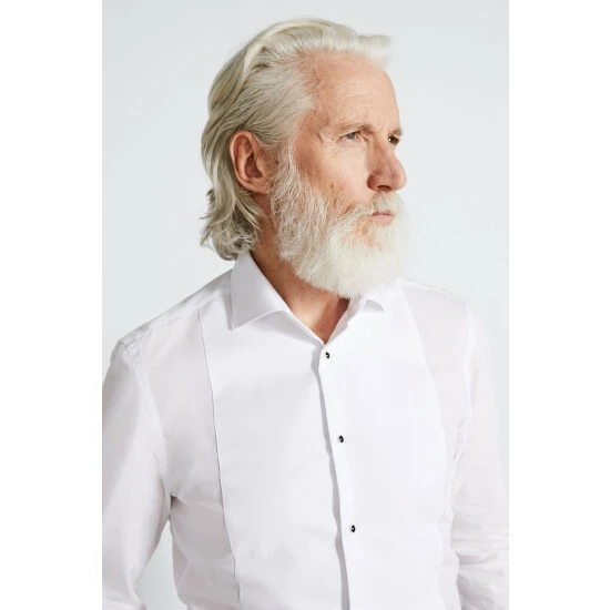 Moss Bros Slim Fit White Marcella Dress Shirt 2 Moss Bros Slim Fit White Marcella Dress Shirt - Image 2