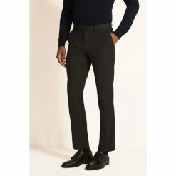 Alternative view of Moss Bros Moss Slim Fit Machine Washable Charcoal Plain Trousers With Stretch