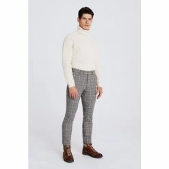 Moss Bros Slim Fit Tobacco Brown Check Tweed Trousers -Moss Bros shop unnamed file 1402
