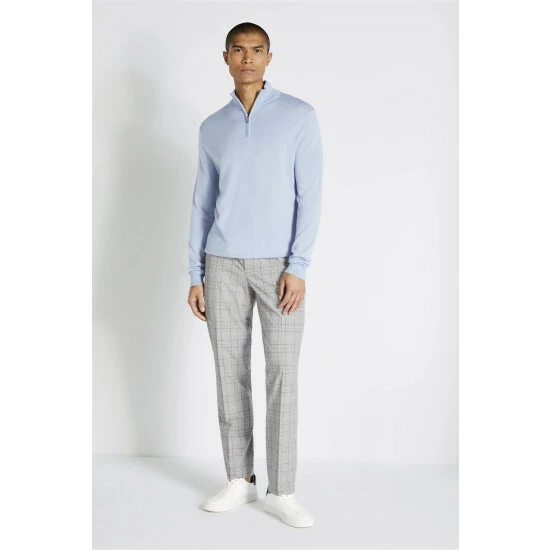Moss Bros Moss Tailored Fit Grey, Navy Blue, Brown Check Trousers 4 Moss Bros Moss Tailored Fit Grey, Navy Blue, Brown Check Trousers - Image 4